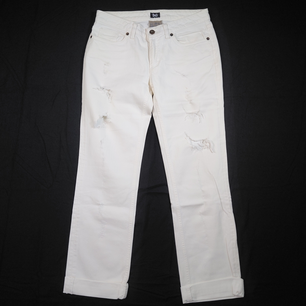 Vintage Dolce & Gabbana Women's Crop Jeans Distressed Design Size 27